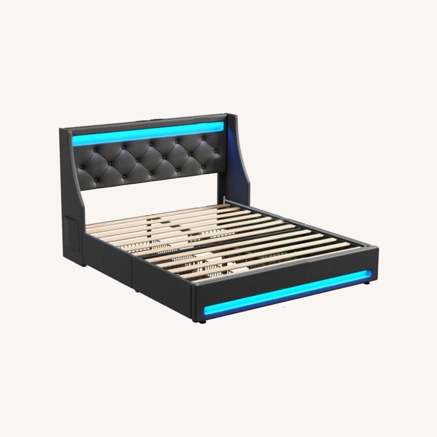 Storage Bed with Charging Station and LED Lights - image-0