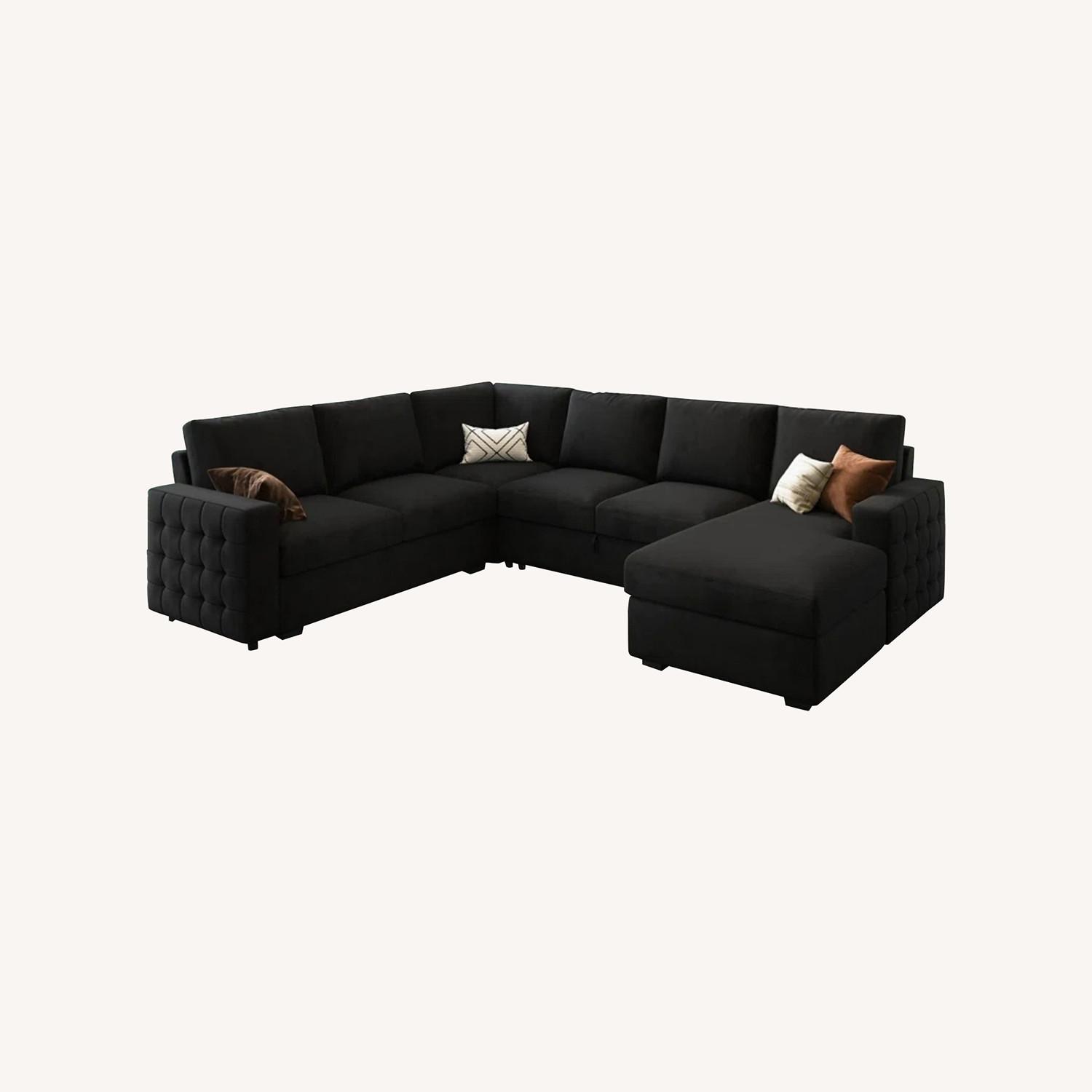 Sectional Sofa Bed/ Sleeper Couch w/Storage Chaise - image-0