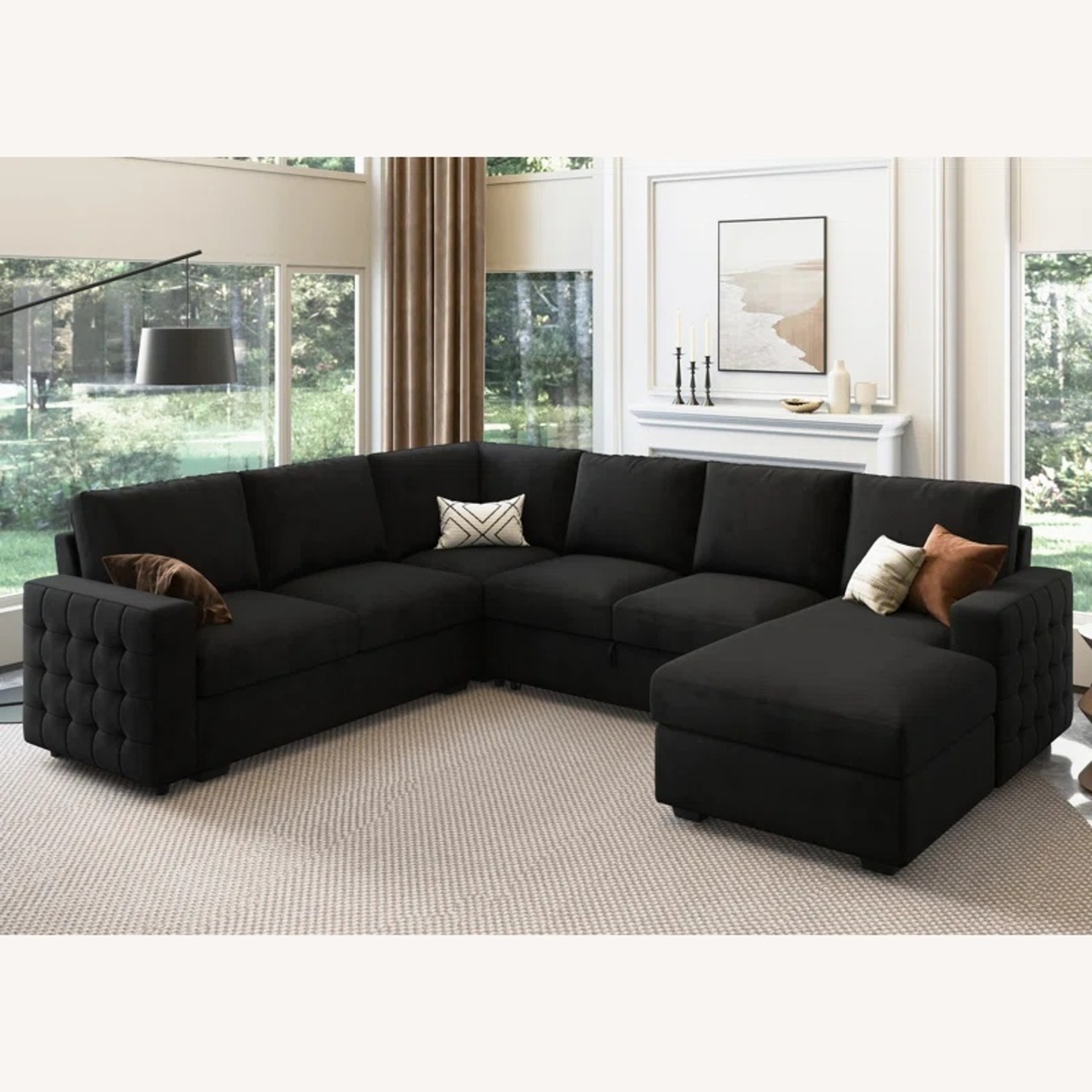 Sectional Sofa Bed/ Sleeper Couch w/Storage Chaise - image-5