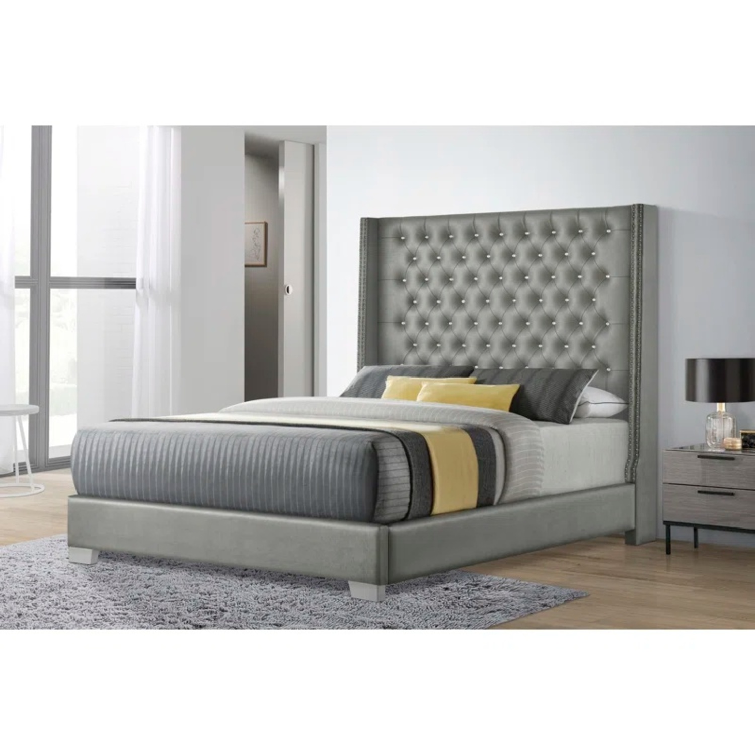 Dark Gray Diamond Bed - image-7