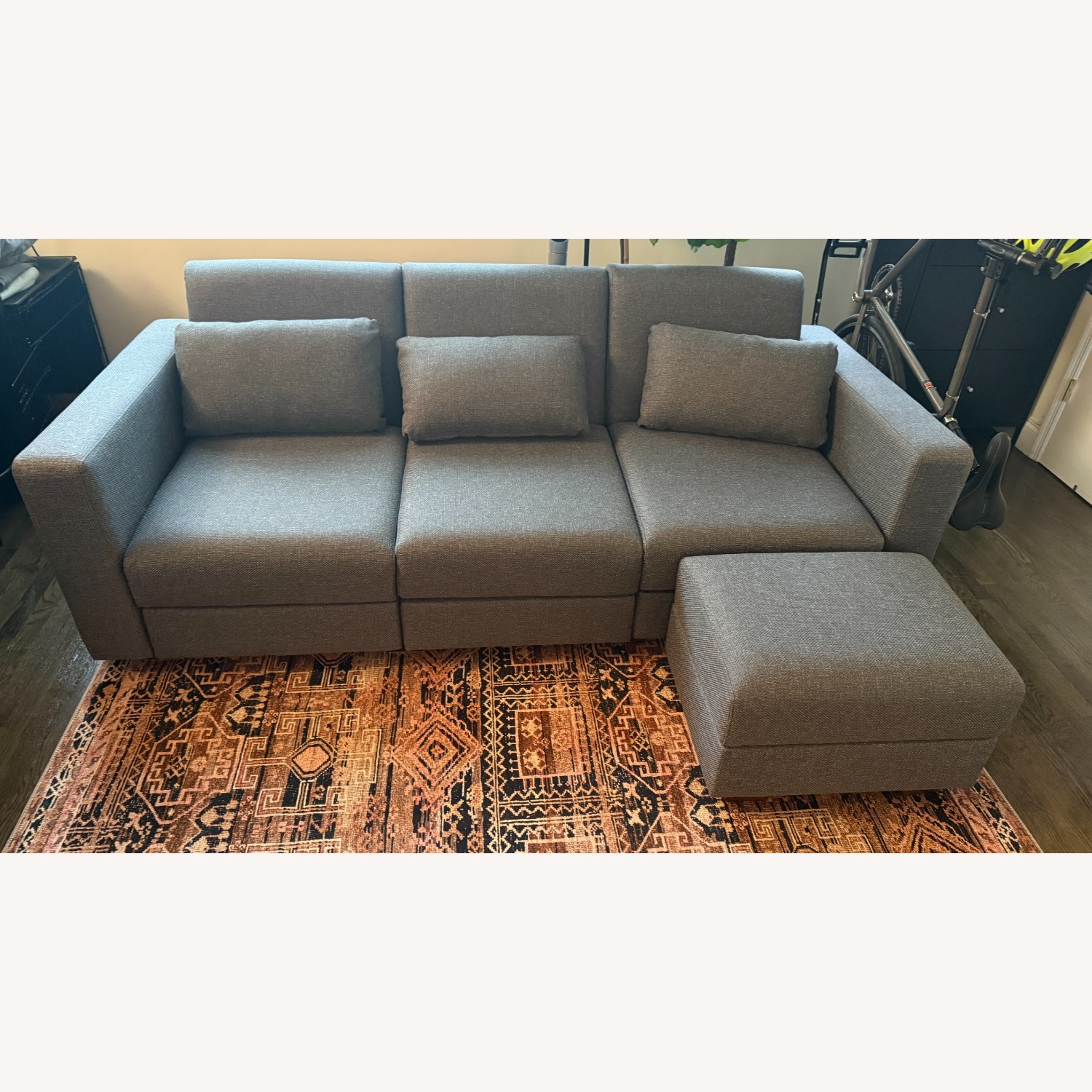 Modular Sleeper Sofa with Storage and Ottoman Gray - image-1