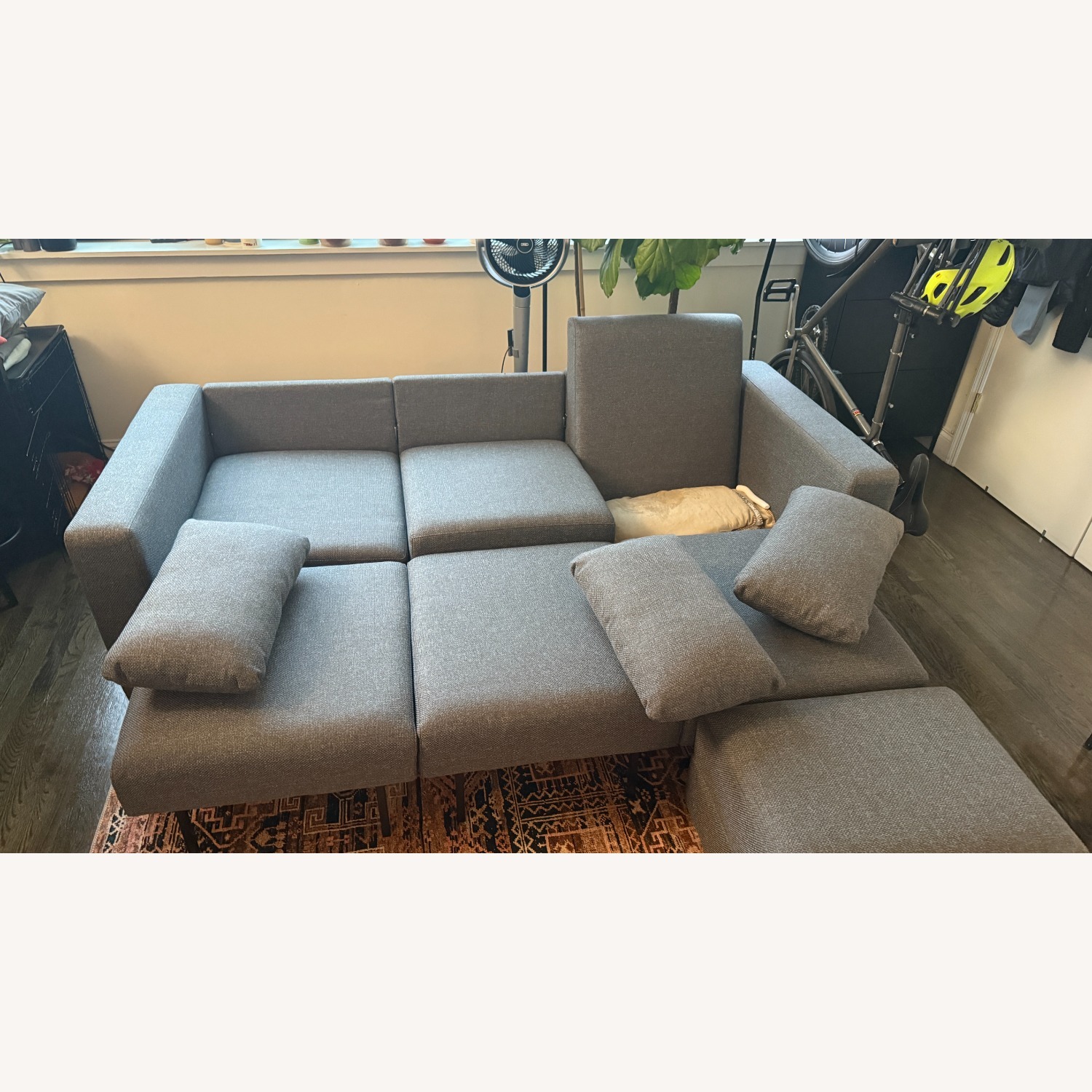 Modular Sleeper Sofa with Storage and Ottoman Gray - image-6