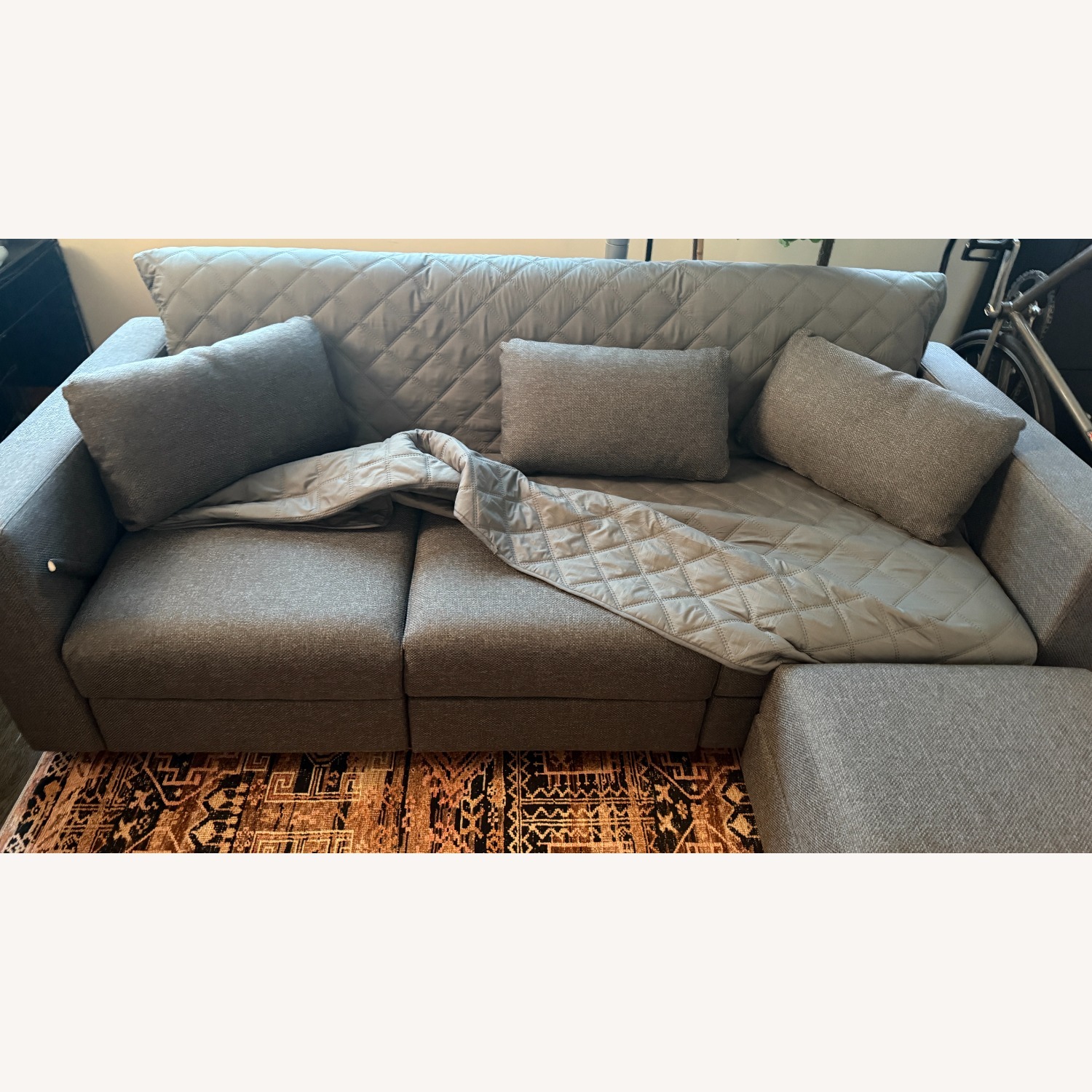 Modular Sleeper Sofa with Storage and Ottoman Gray - image-3