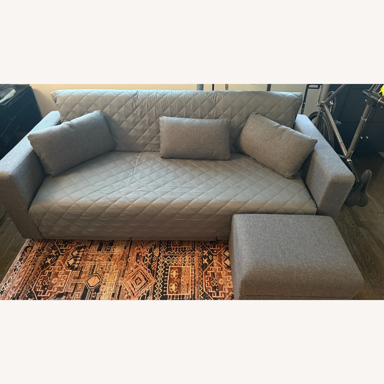 Modular Sleeper Sofa with Storage and Ottoman Gray - image-2
