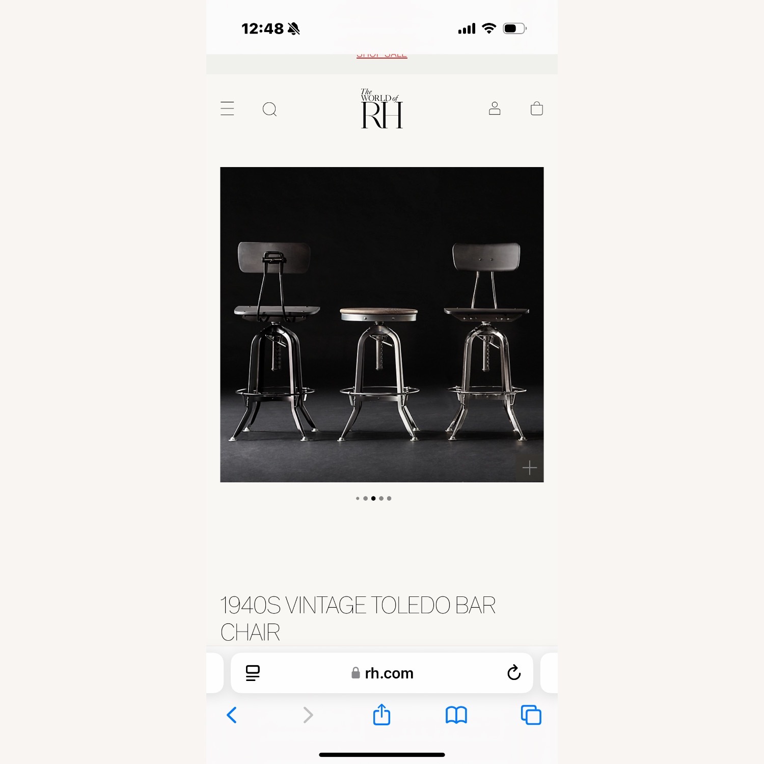 Restoration Hardware 1940s Vintage Toledo Bar Chair - image-5