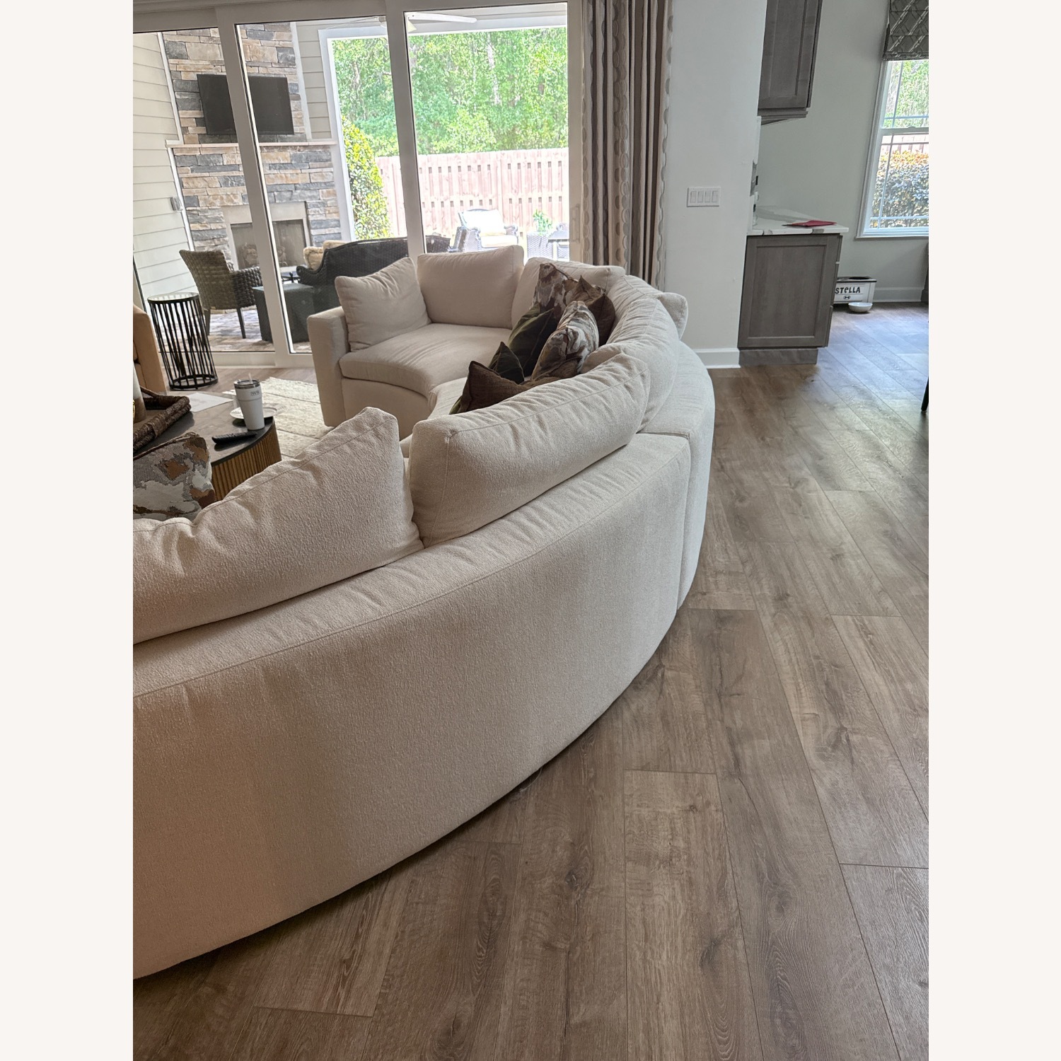 Arhaus Curved Sectional Crypton Fabric Sofa - image-3