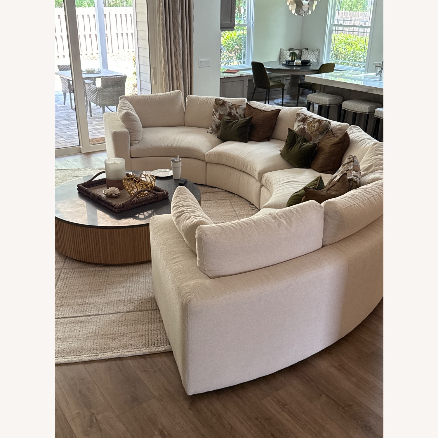 Arhaus Curved Sectional Crypton Fabric Sofa - image-2