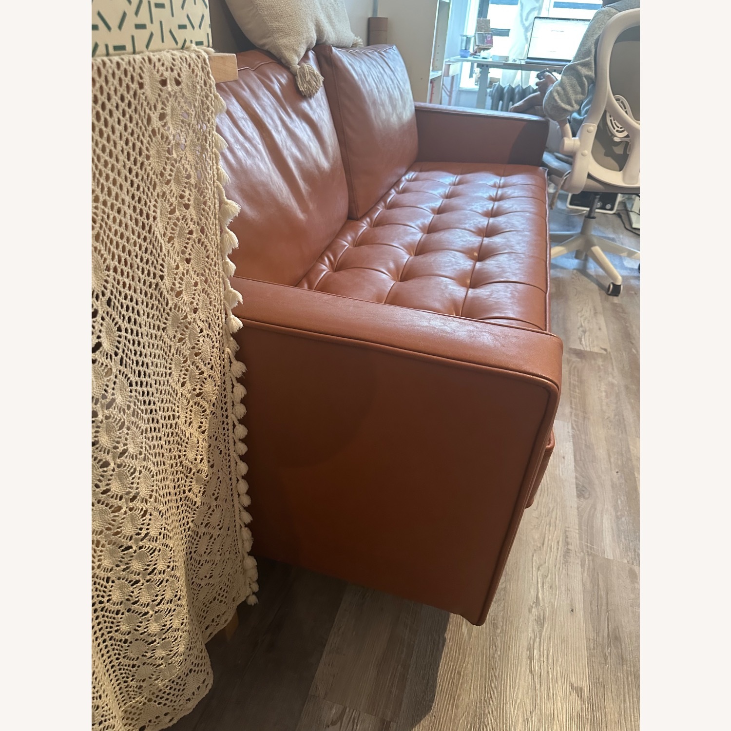 AllModern Geo 84" Genuine Leather Sofa - image-3