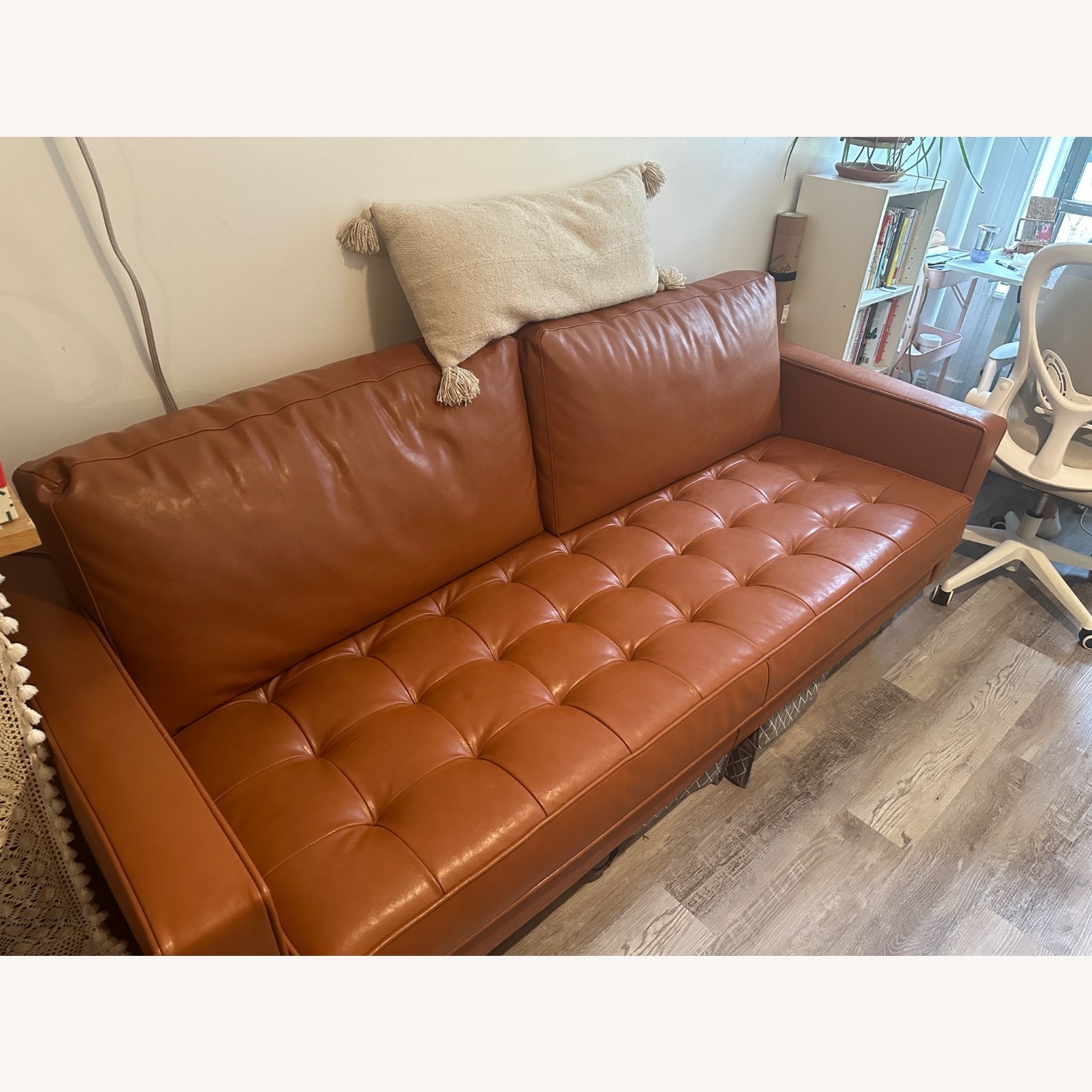 AllModern Geo 84" Genuine Leather Sofa - image-1