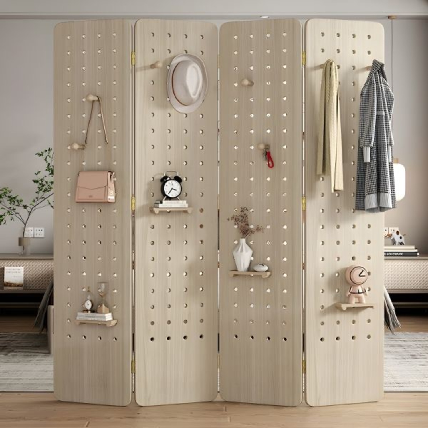 Litfad Wooden Pegboard Room Divider - image-2