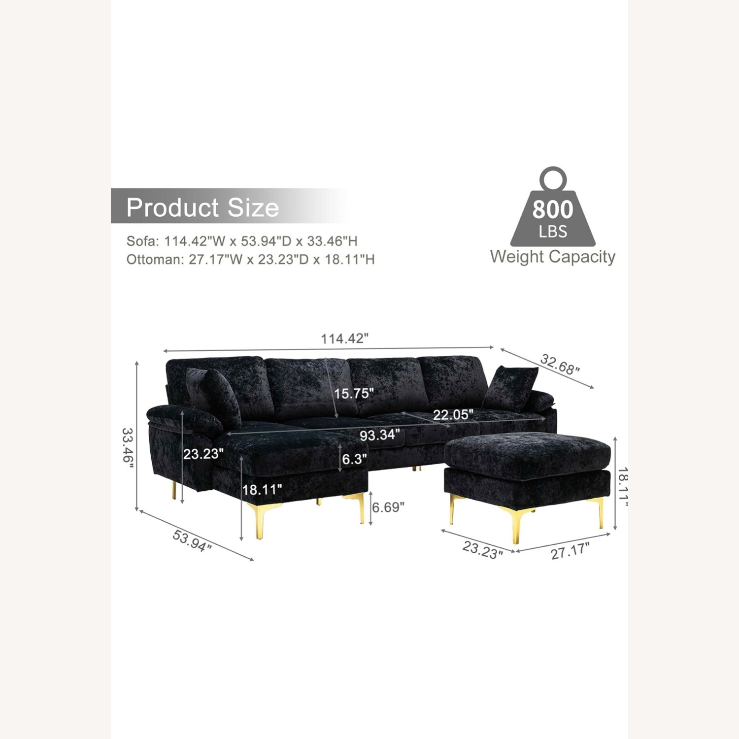 Wayfair Black Sectional - image-3
