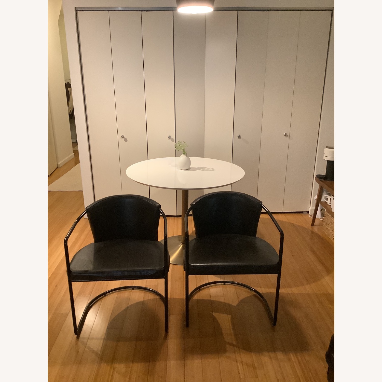 CB2 Cleo Black Leather Dining Chairs (2) - image-1