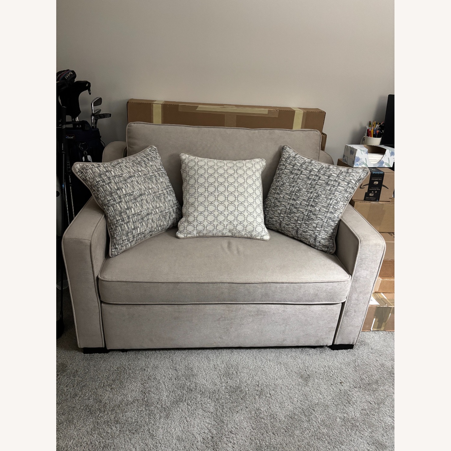 Taupe Twin Pop Up Sleeper Chair - image-1