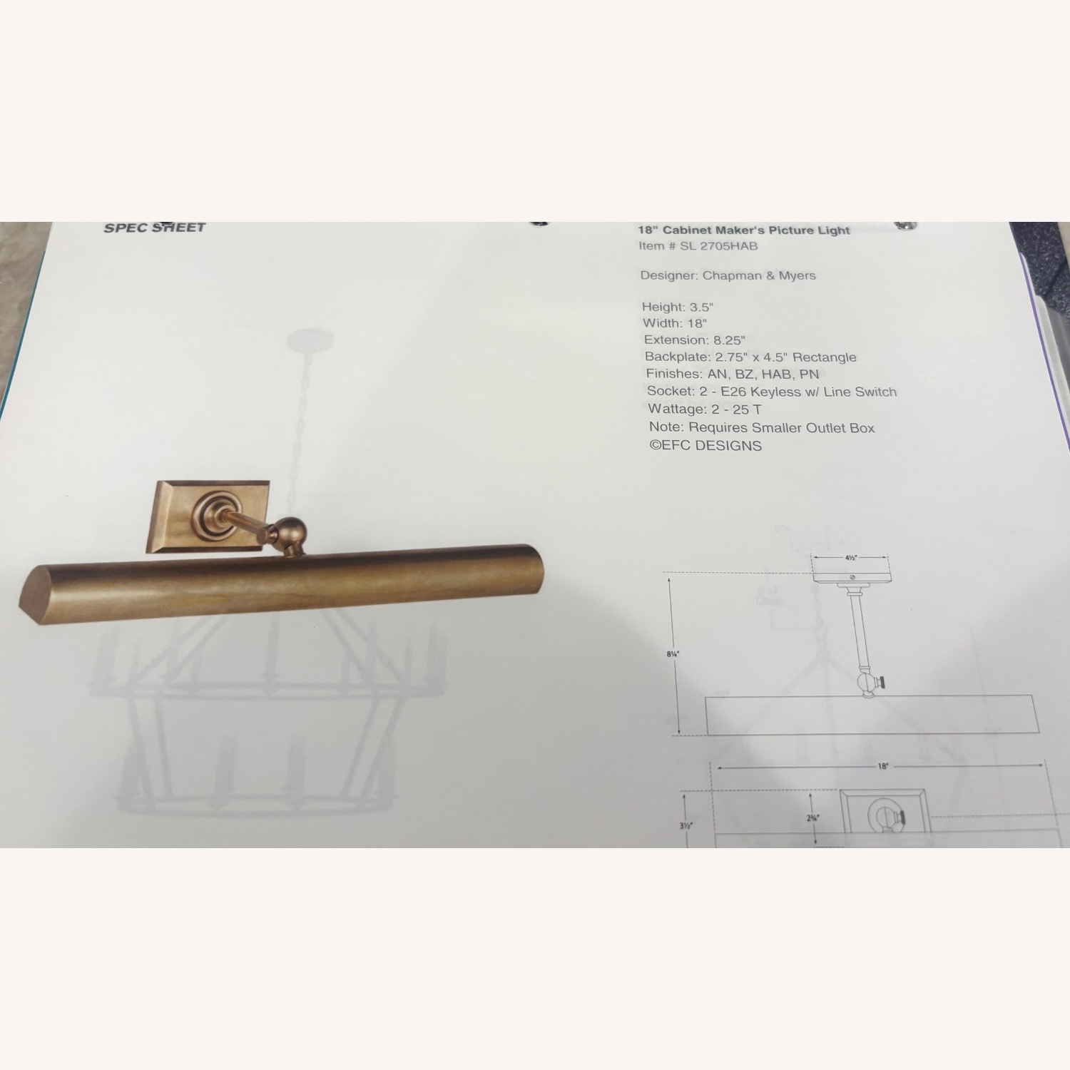 Visual Comfort Cabinet Makers Picture Light - image-3