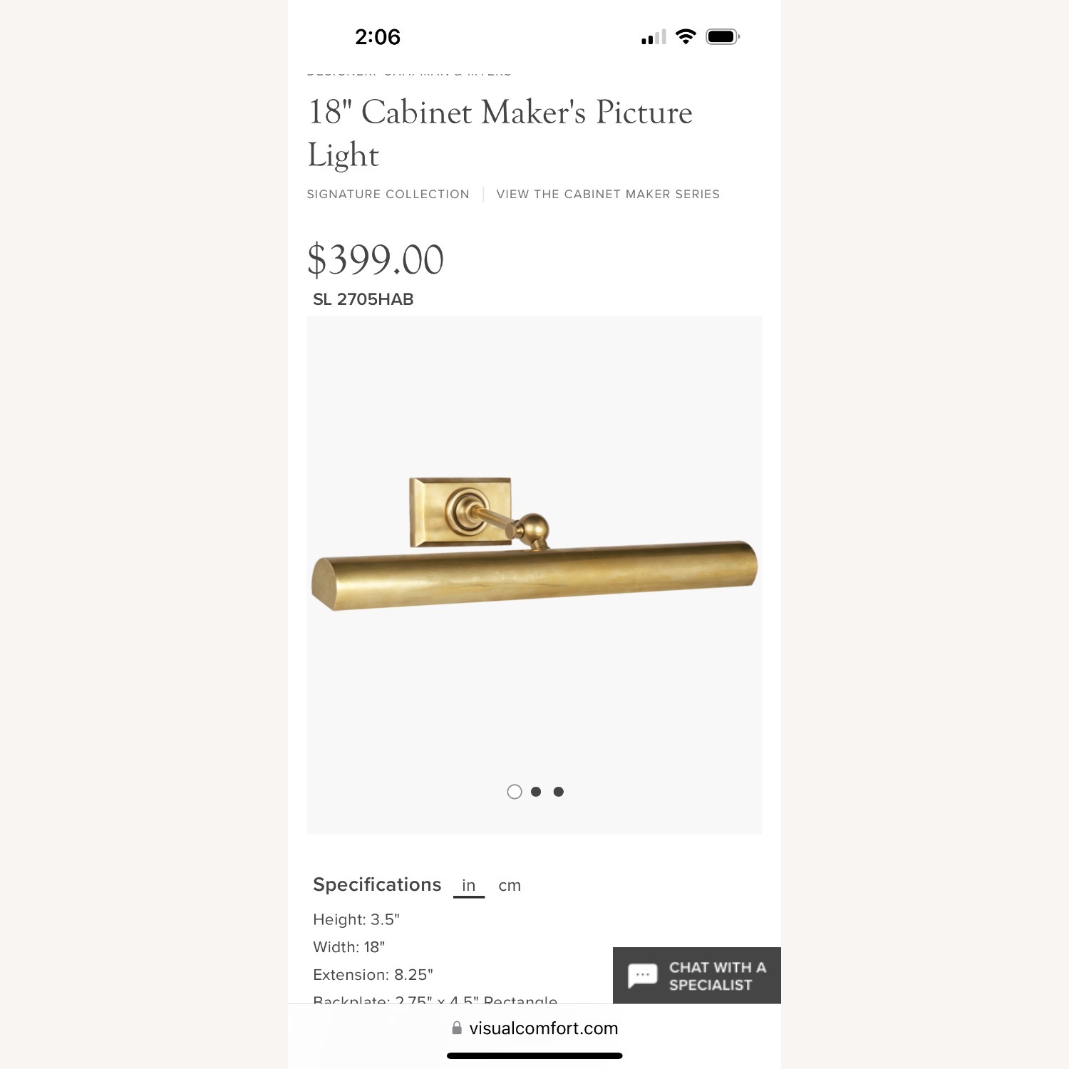 Visual Comfort Cabinet Makers Picture Light - image-6