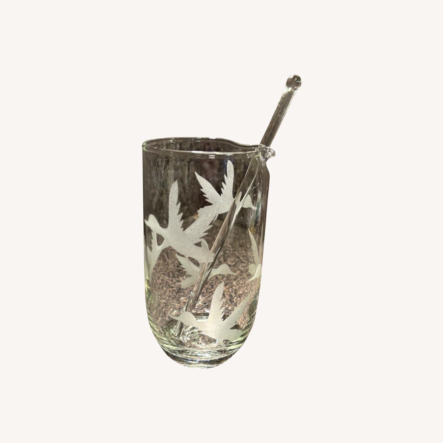 MCM Cocktail Etched Glass  Decanter W Stirrer - image-0