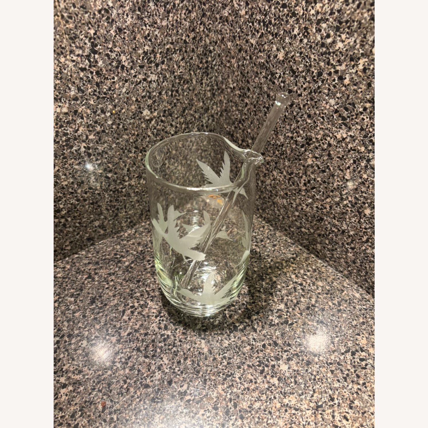 MCM Cocktail Etched Glass  Decanter W Stirrer - image-13