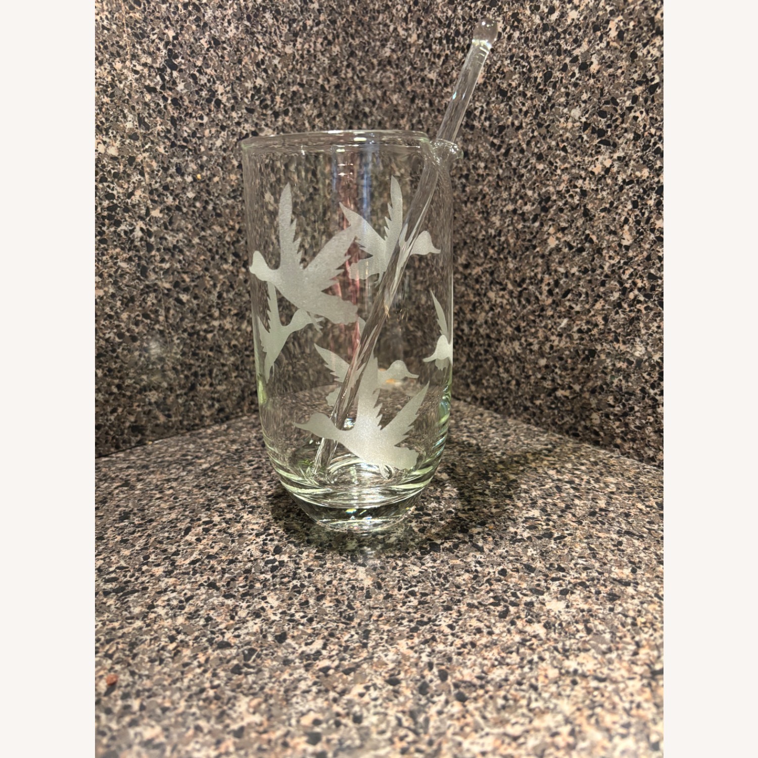 MCM Cocktail Etched Glass  Decanter W Stirrer - image-15