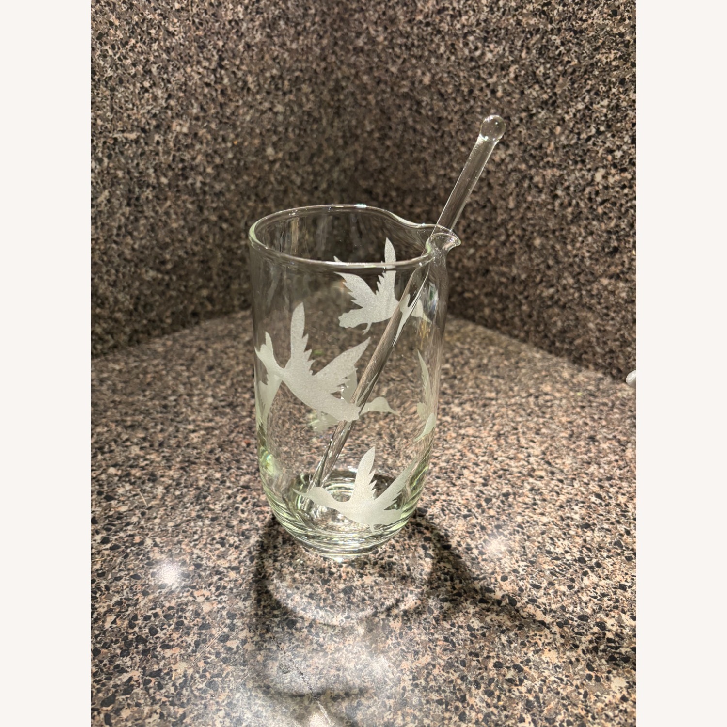 MCM Cocktail Etched Glass  Decanter W Stirrer - image-10