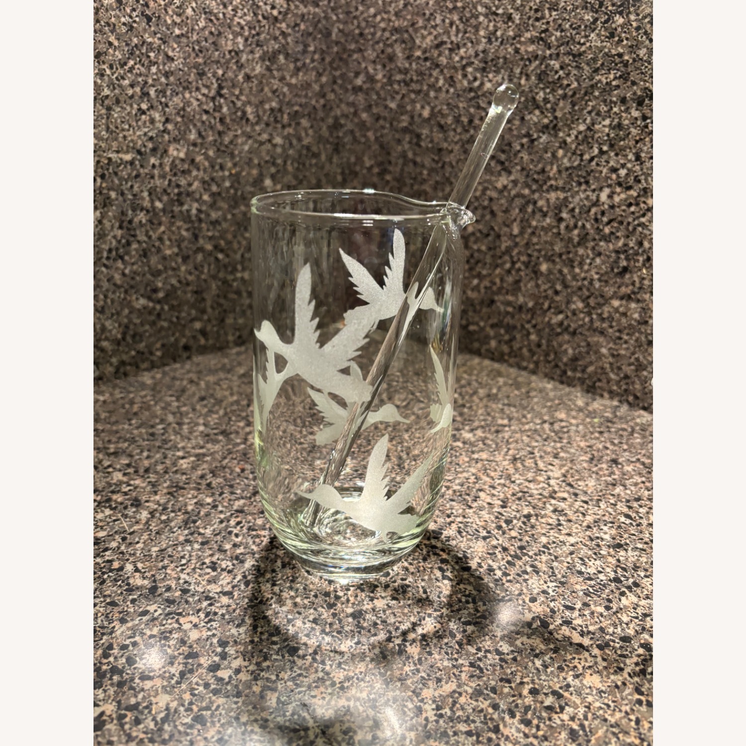 MCM Cocktail Etched Glass  Decanter W Stirrer - image-11