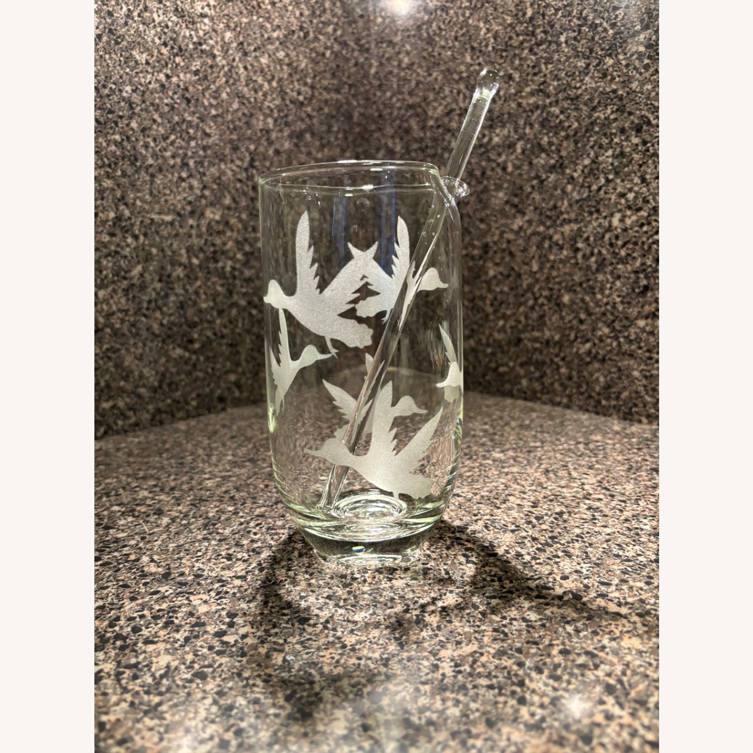 MCM Cocktail Etched Glass  Decanter W Stirrer - image-12