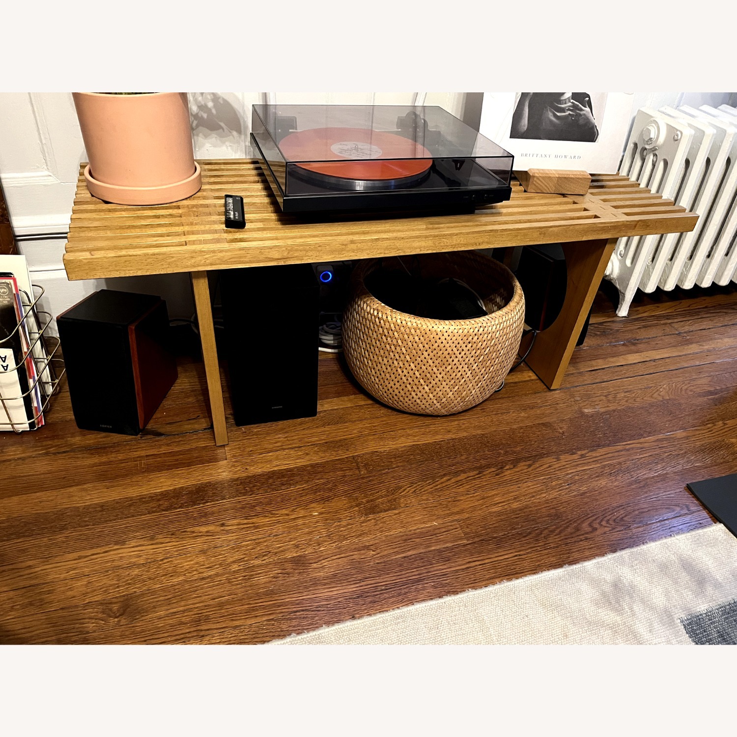 Caspar Statement Slatted Wood Bench - image-1