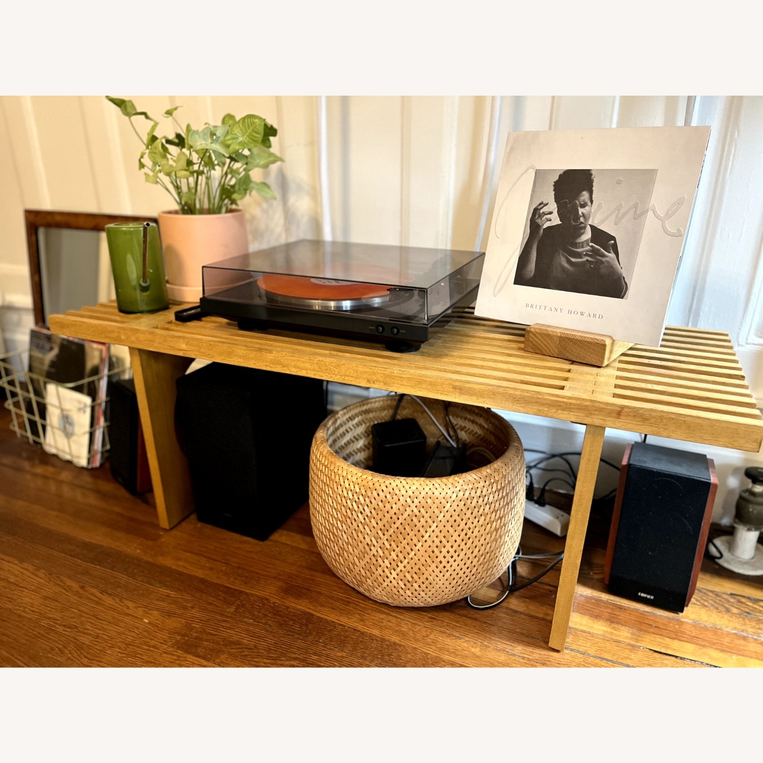 Caspar Statement Slatted Wood Bench - image-2