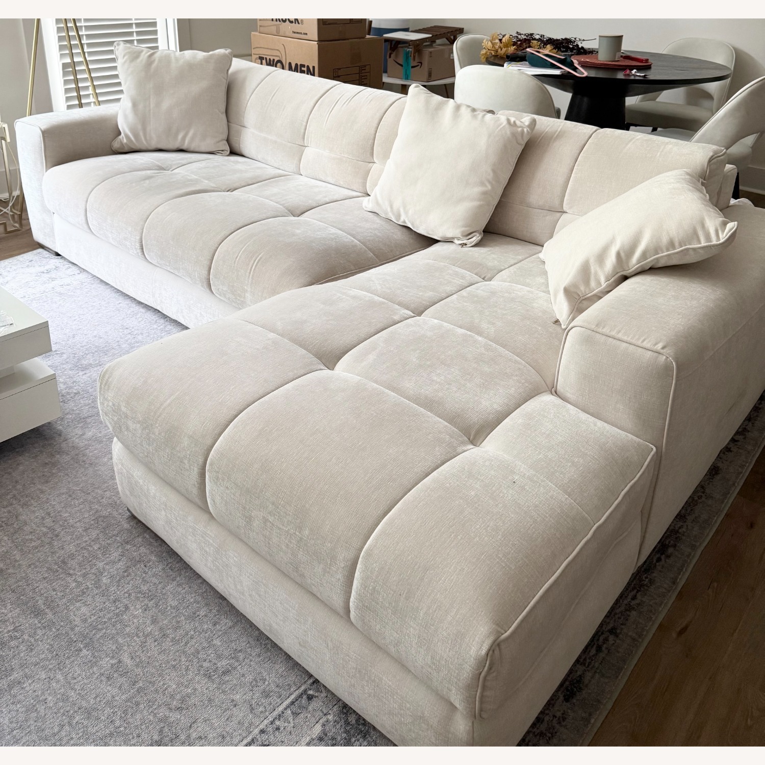 Brielle White Fabric Right Chaise Sectional - image-3