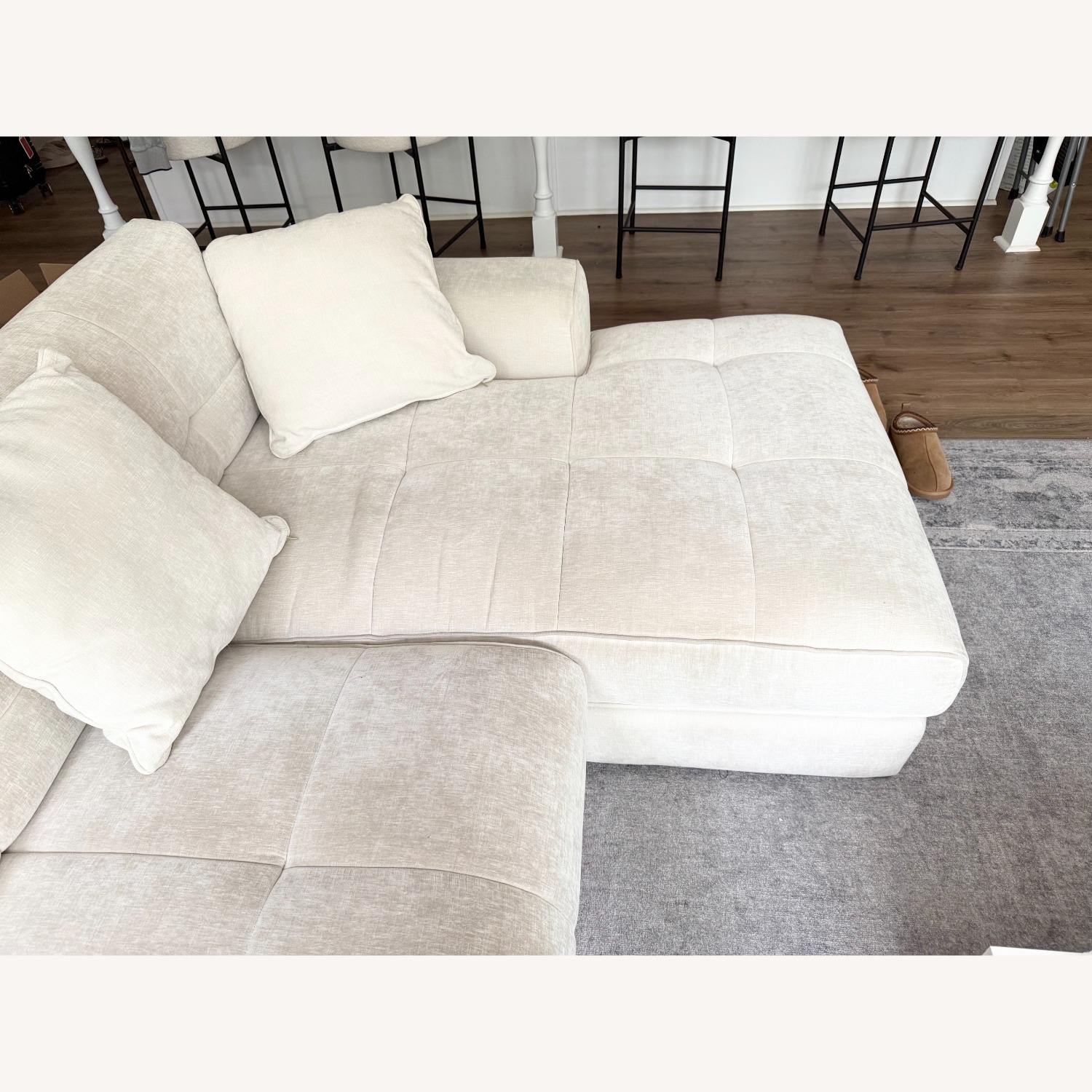 Brielle White Fabric Right Chaise Sectional - image-2