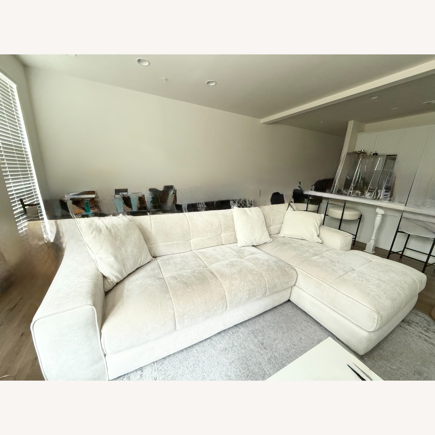 Brielle White Fabric Right Chaise Sectional - image-1