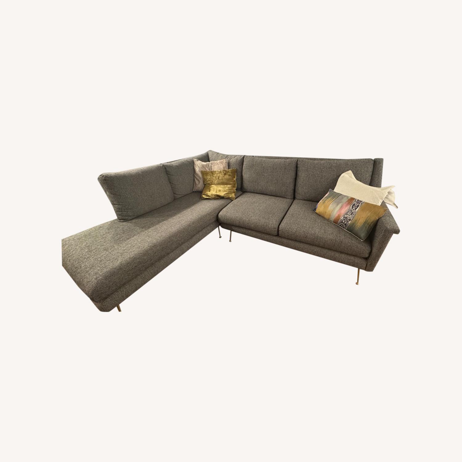West Elm Twill Carlo Mid Century L Shaped Sofa - image-0