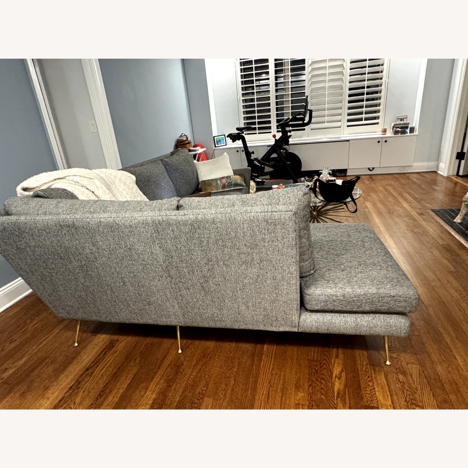 West Elm Twill Carlo Mid Century L Shaped Sofa - image-3