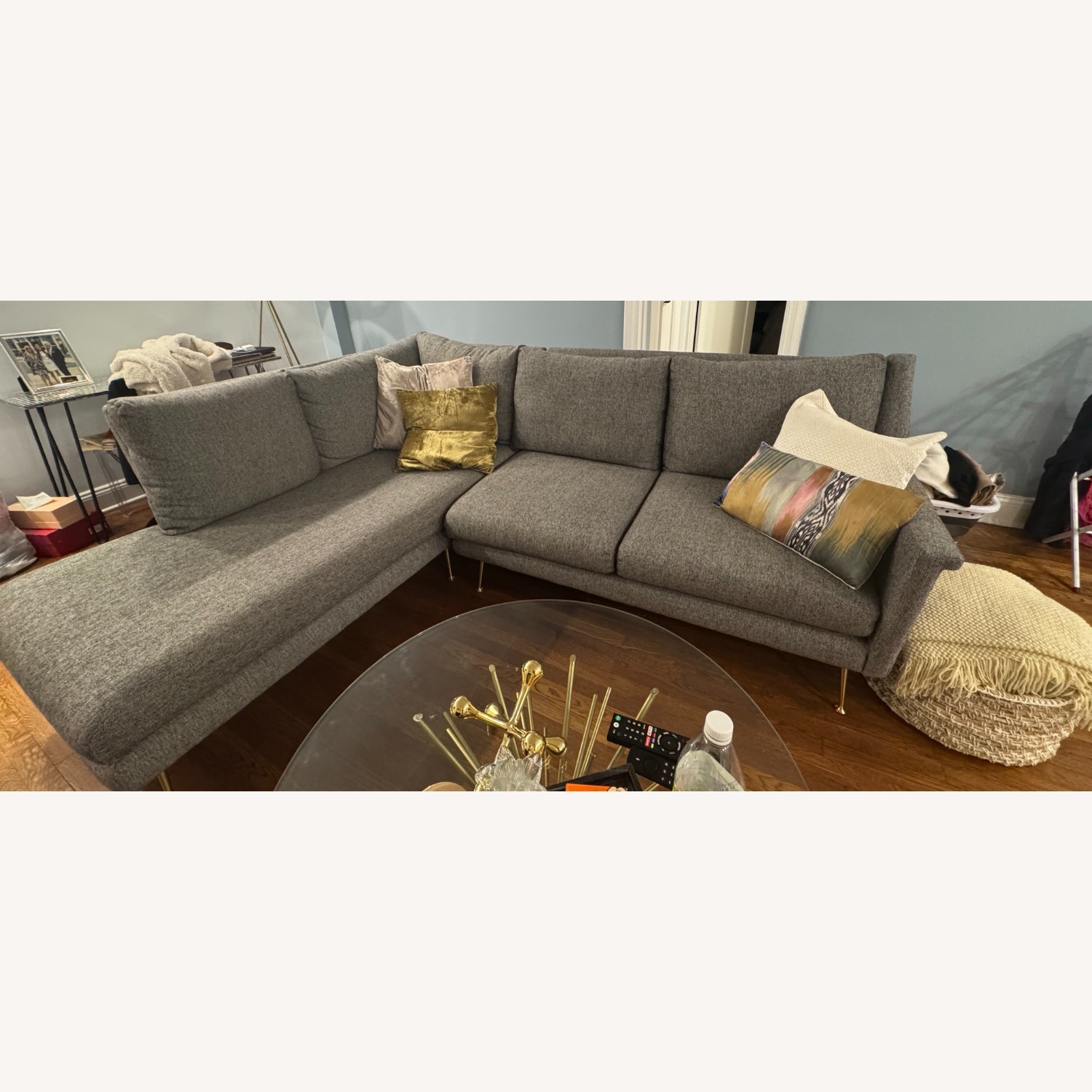 West Elm Twill Carlo Mid Century L Shaped Sofa - image-1