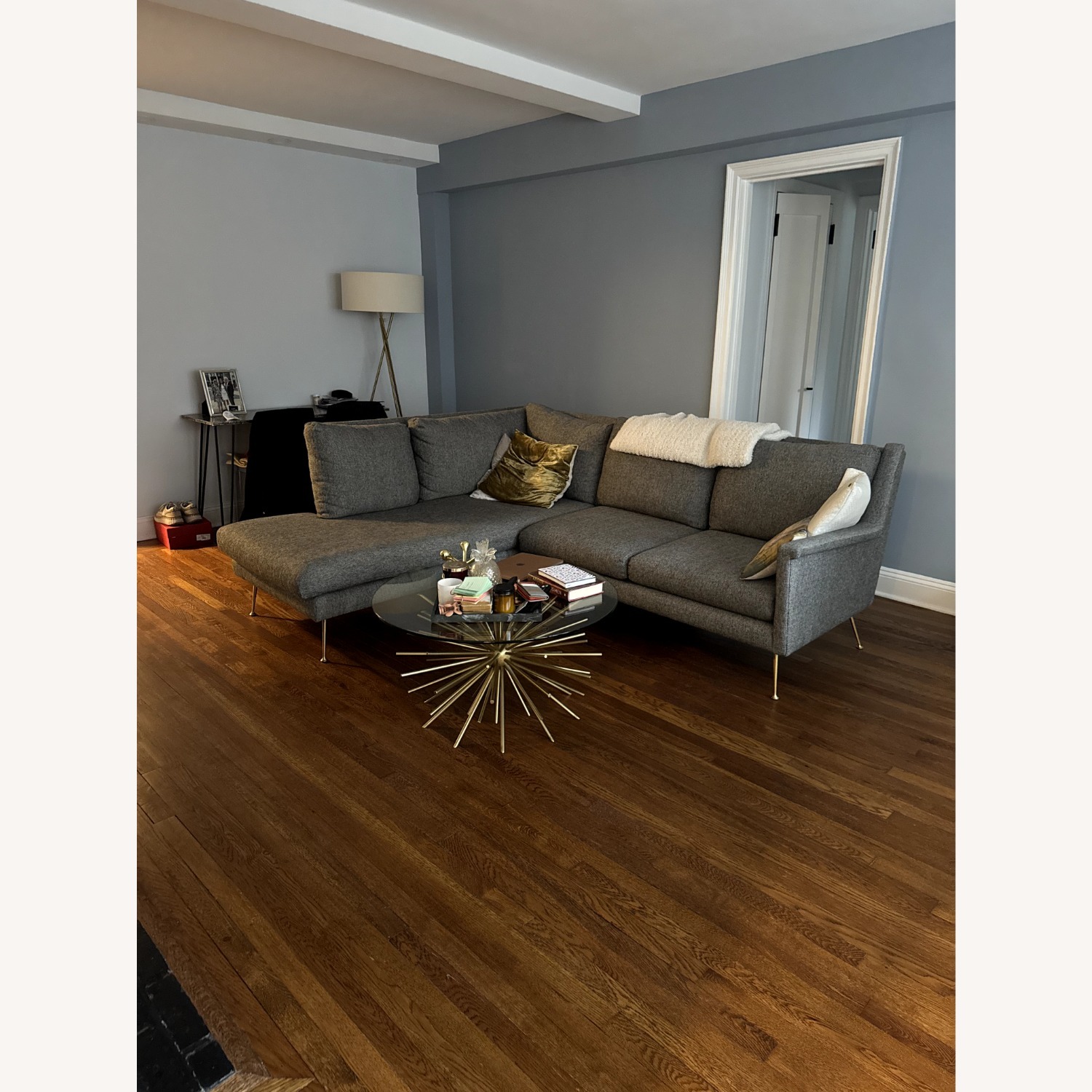 West Elm Twill Carlo Mid Century L Shaped Sofa - image-2