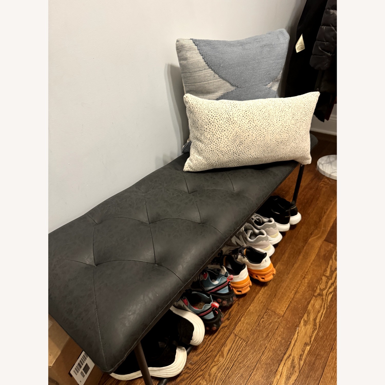 Molle Black Faux Leather Bench - image-2