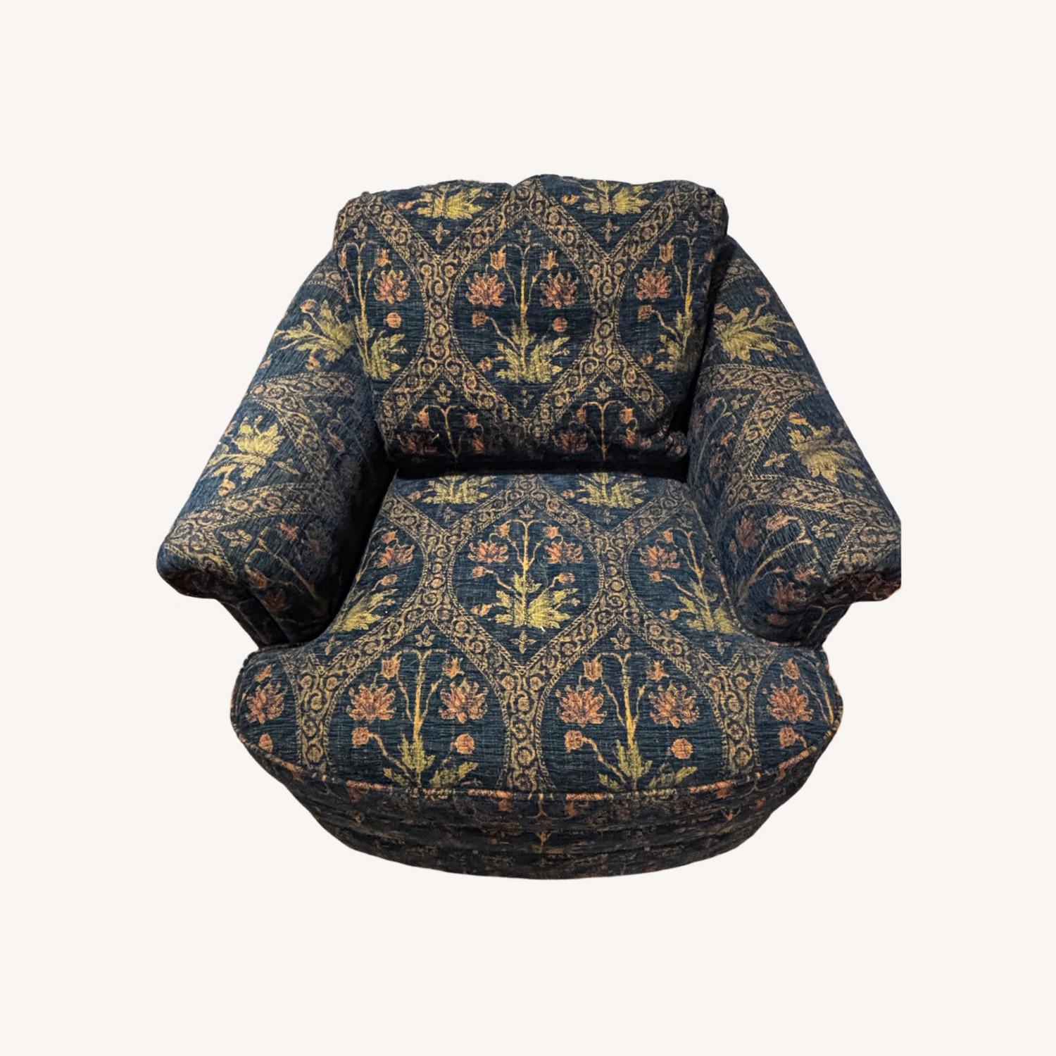 2 Decorative Floral Swivel Armchairs - image-0