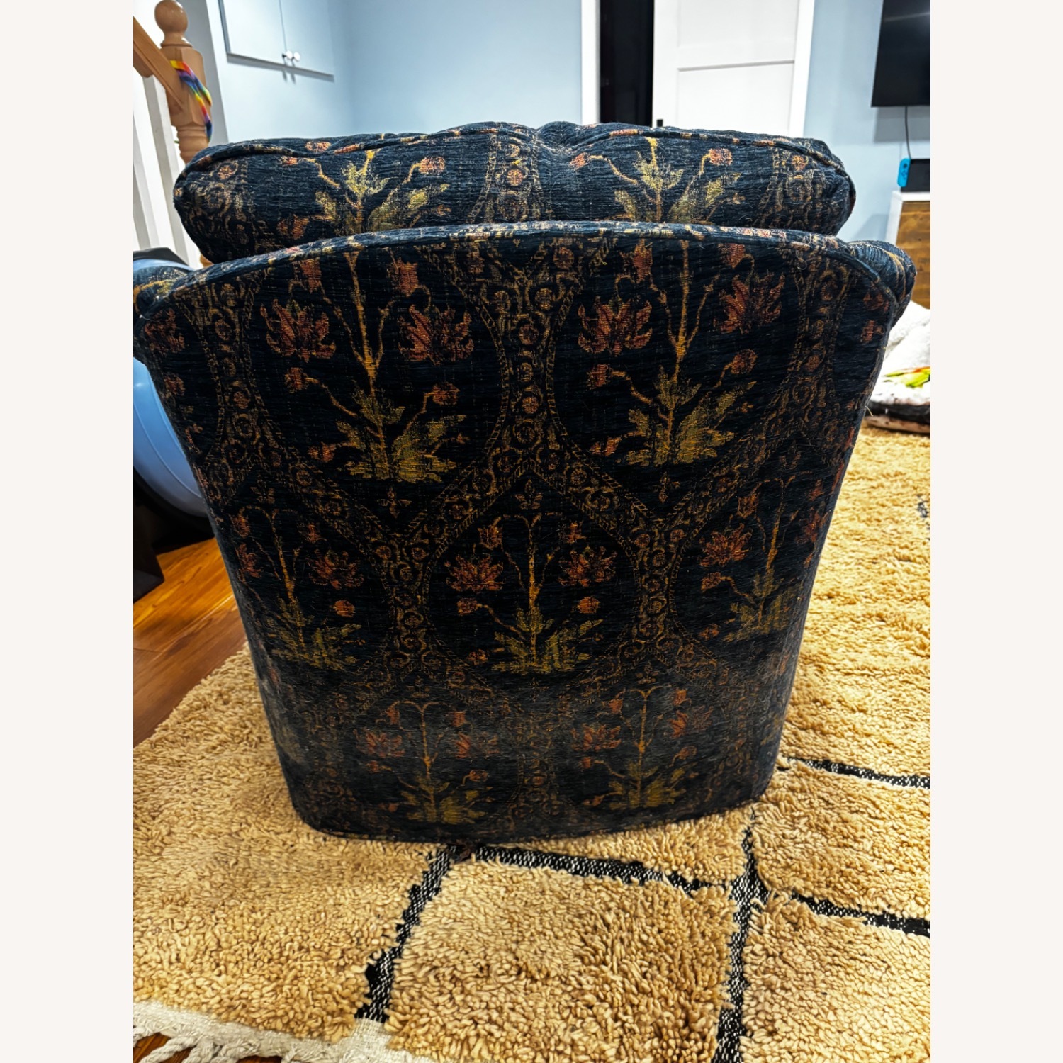 2 Decorative Floral Swivel Armchairs - image-3