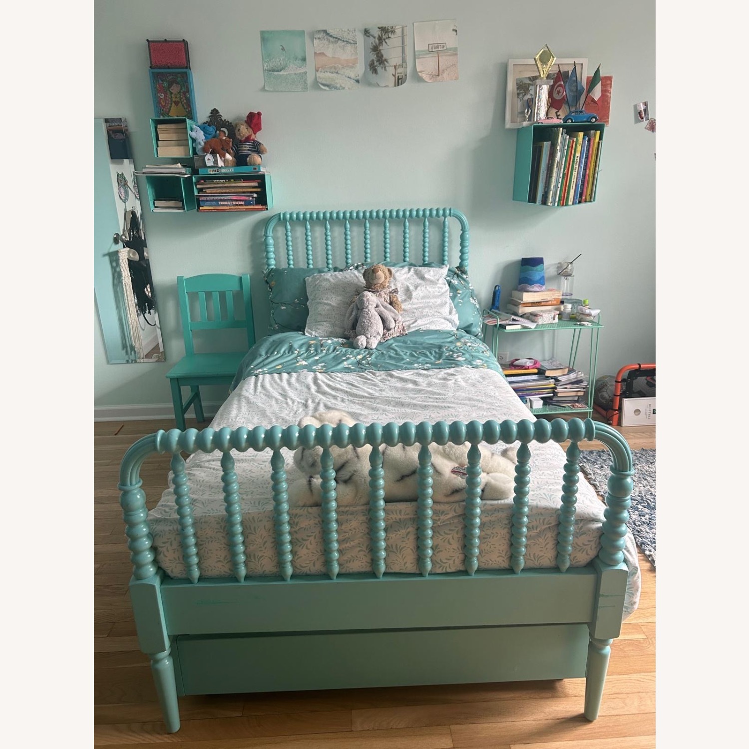 Jenny Lind Teal Trundle Bed - image-1