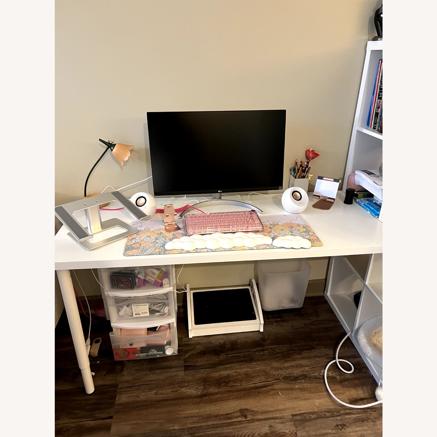 IKEA Desk W Attached Bookshelf - image-1