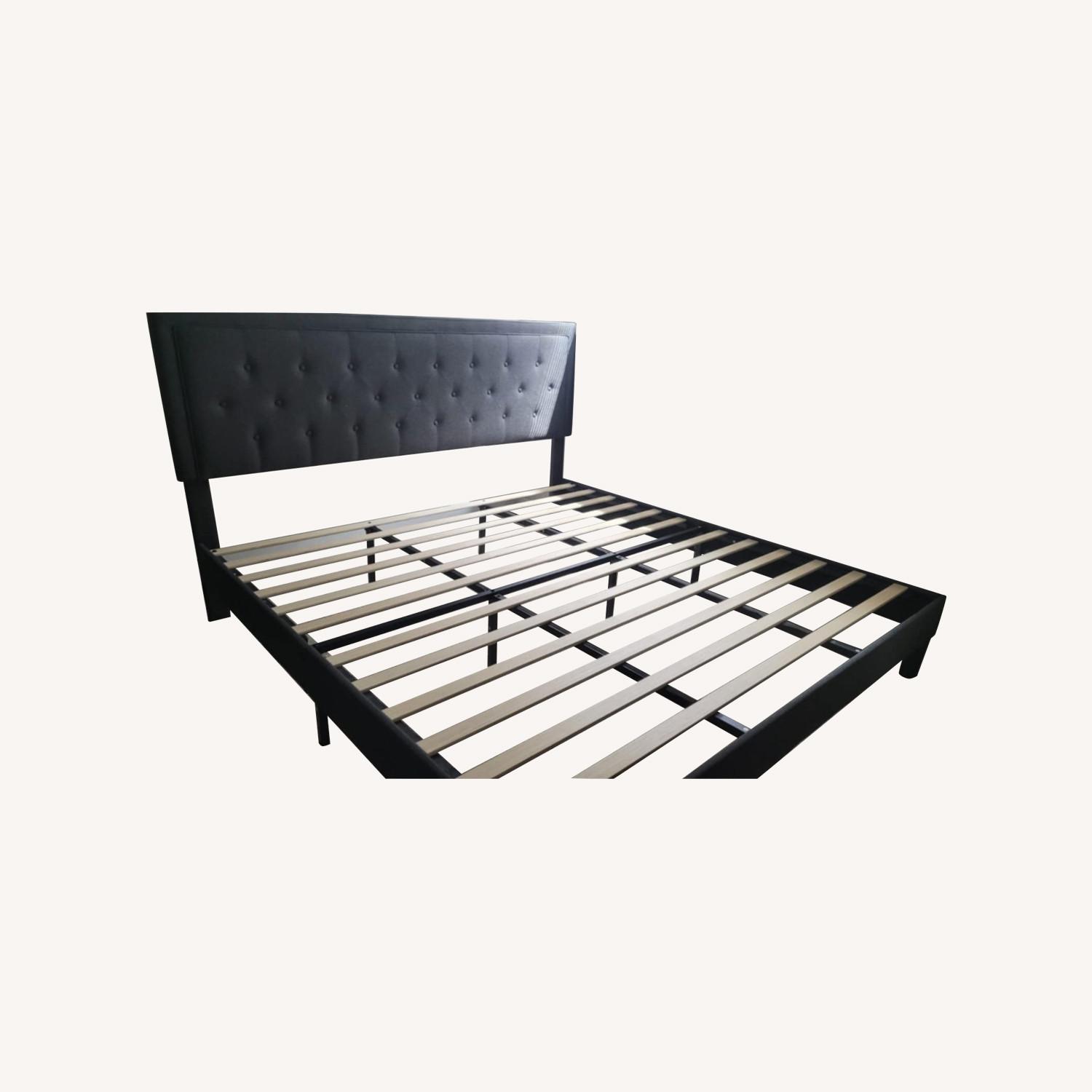 Tufted Upholstered Platform Bed King Size - image-0