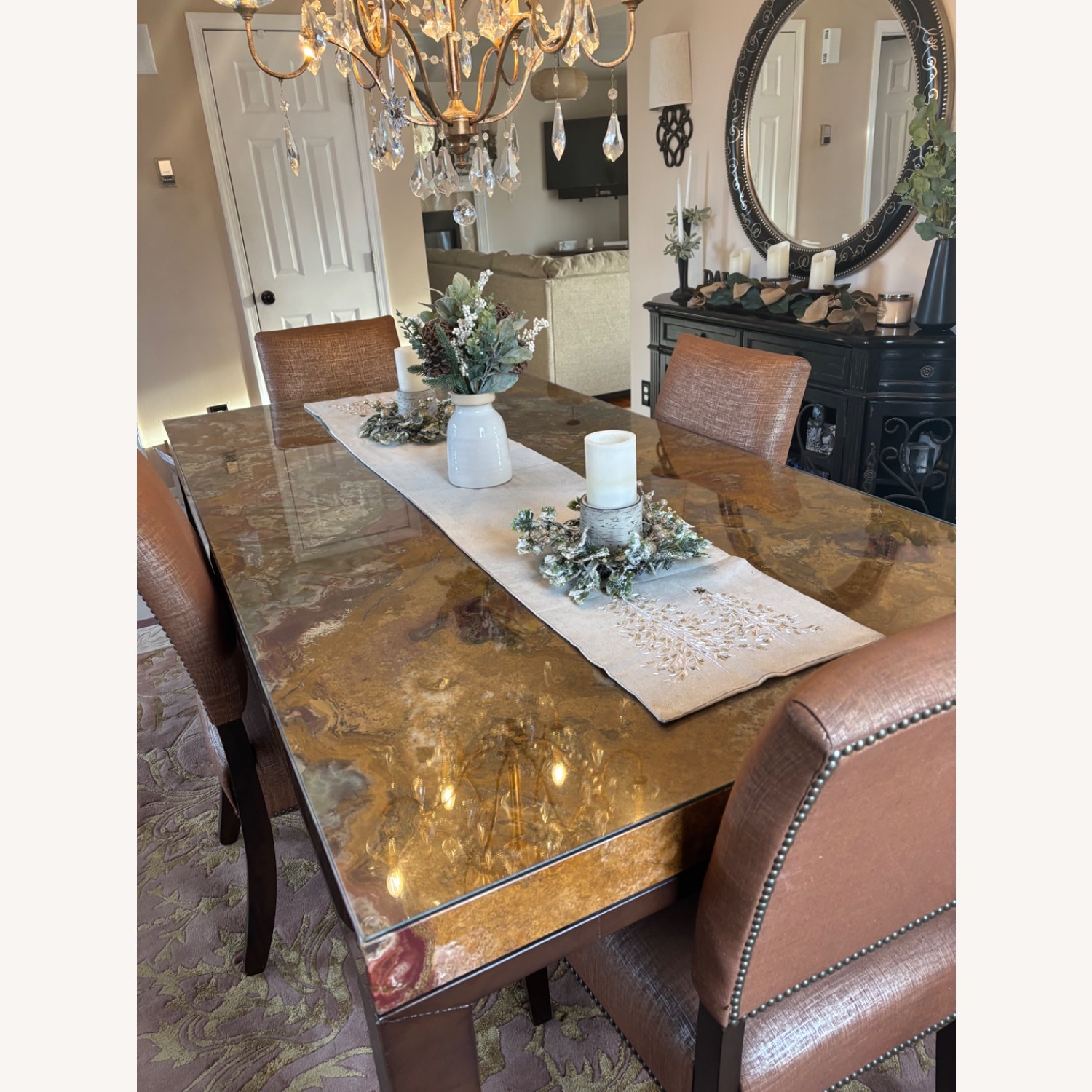 Red Onyx Dining Table Set - image-2