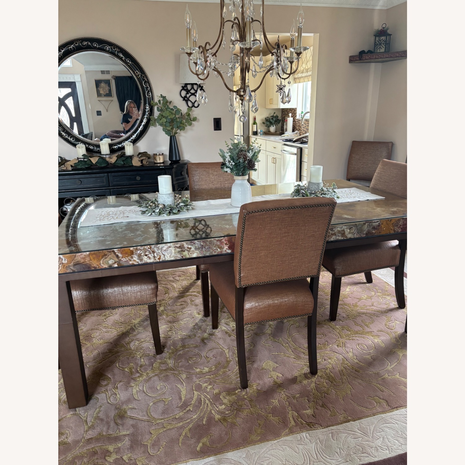 Red Onyx Dining Table Set - image-3