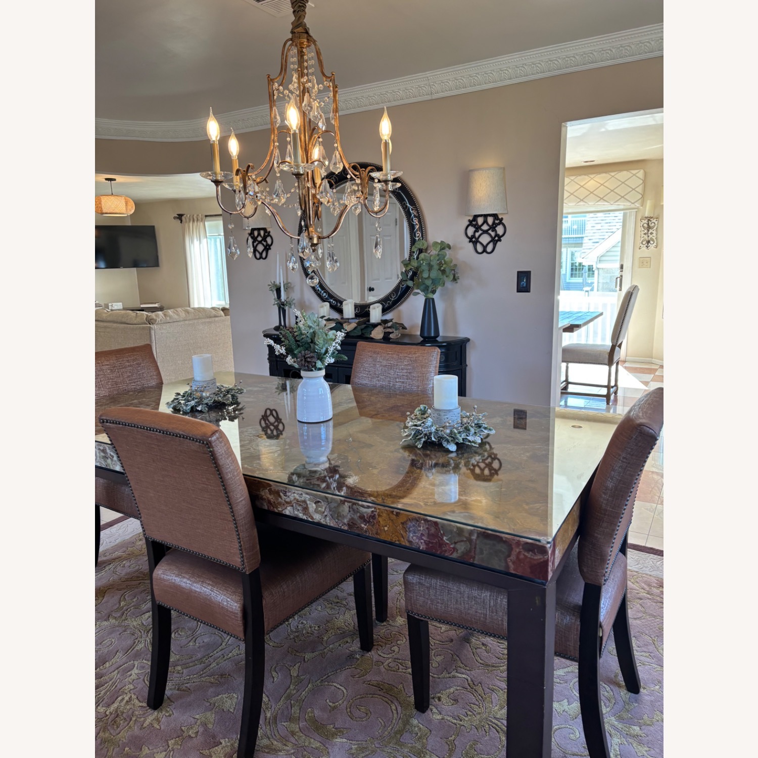 Red Onyx Dining Table Set - image-1