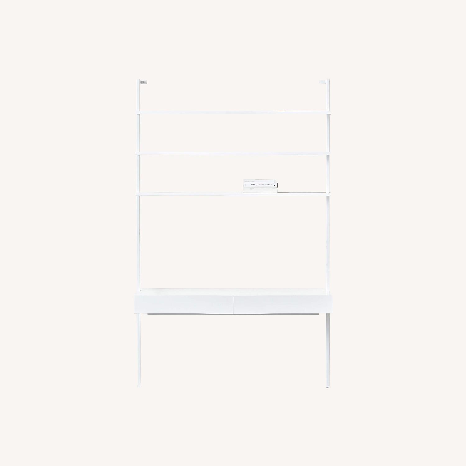CB2 Stairway White Wall Desk with Shelves 96" - image-0