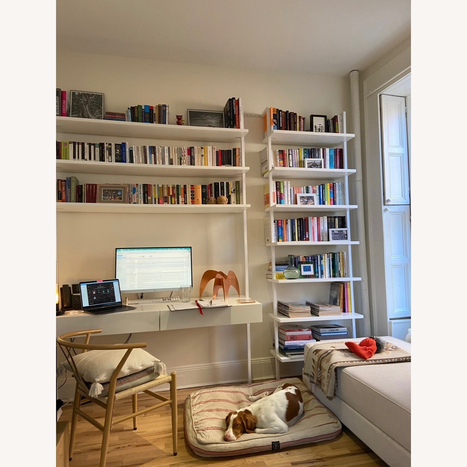 CB2 Stairway White Wall Desk with Shelves 96" - image-2