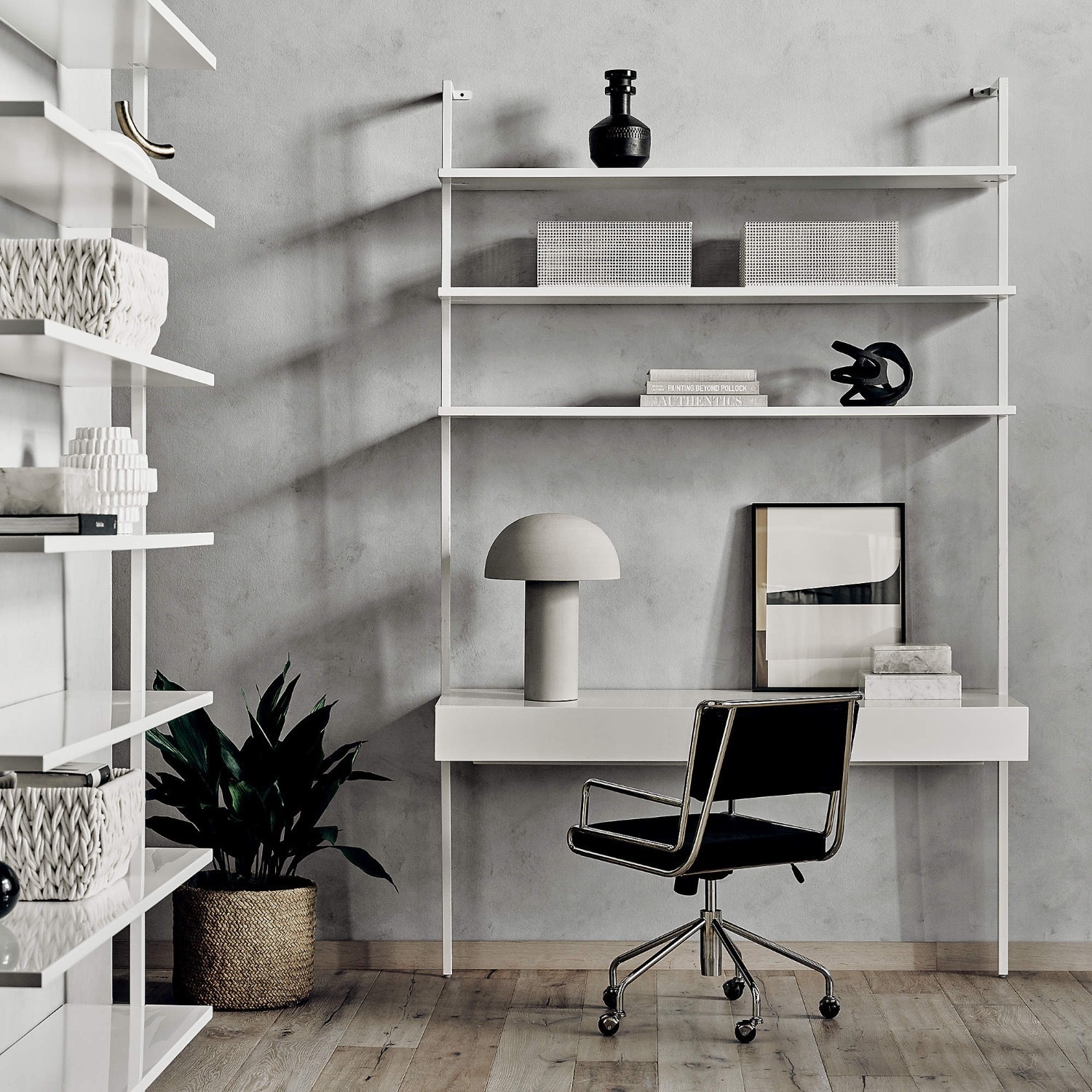 CB2 Stairway White Wall Desk with Shelves 96" - image-3