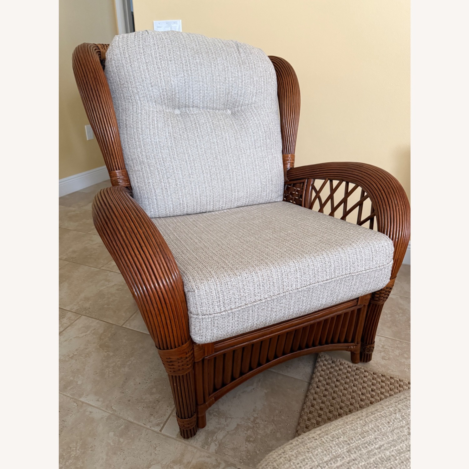 Aruba Rattan High Back Chair with Ottoman - image-7