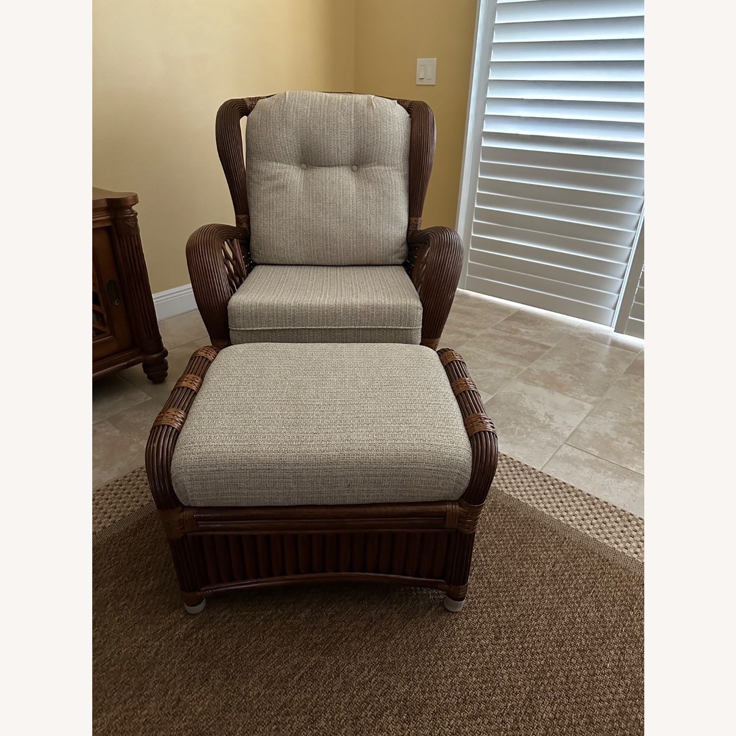 Aruba Rattan High Back Chair with Ottoman - image-3