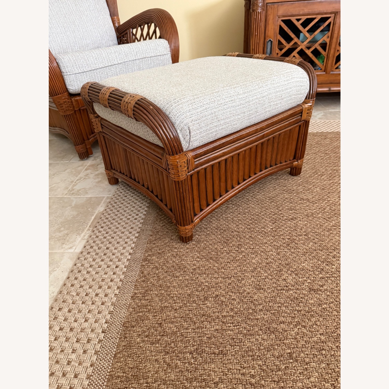 Aruba Rattan High Back Chair with Ottoman - image-5