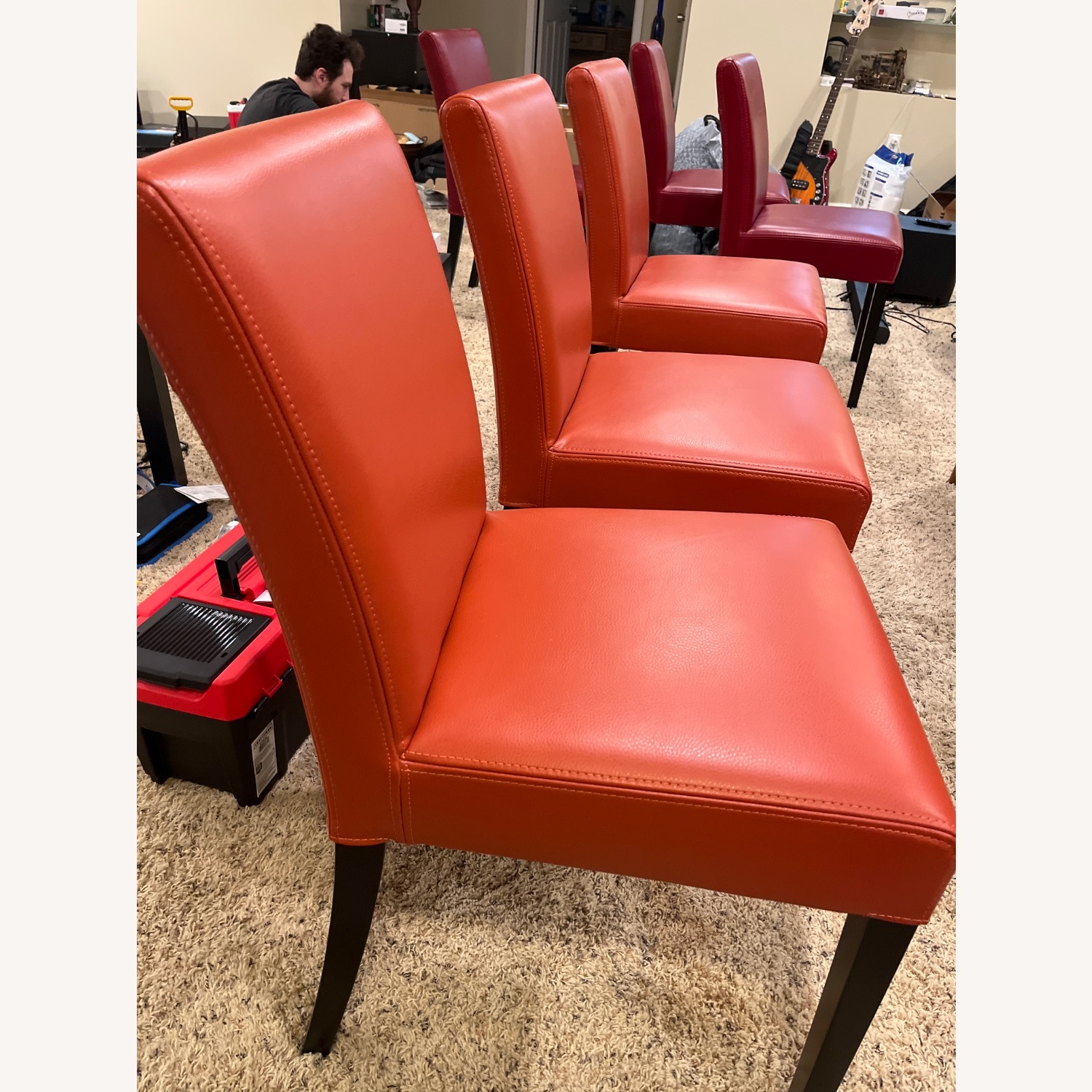 Lowe Leather Dining Chairs in Dark Orange  - image-2